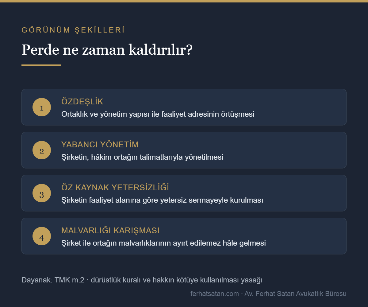 Tüzel kişilik perdesinin kaldırılmasının görünüm şekilleri