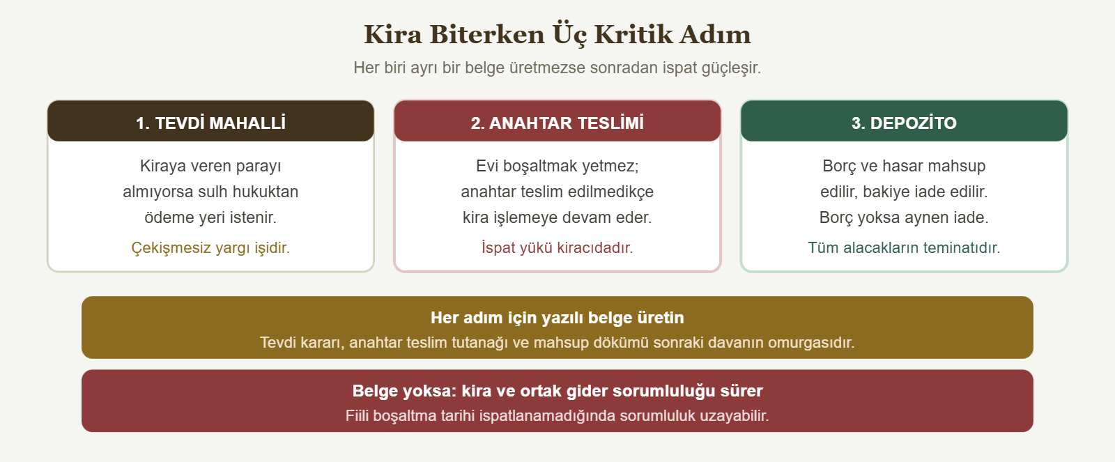 Kira Biterken Üç Kritik Adım - Her biri ayrı bir belge üretmezse sonradan ispat güçleşir.