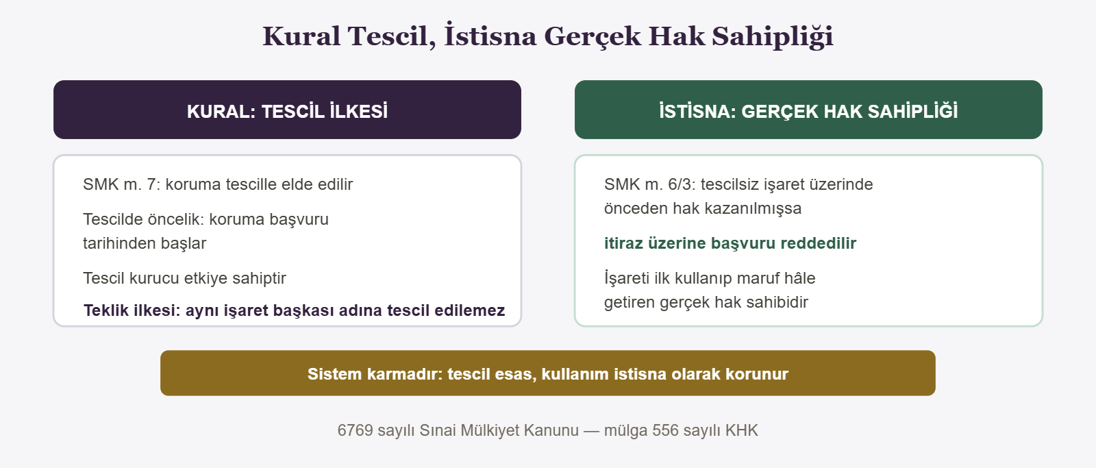 Kural Tescil, İstisna Gerçek Hak Sahipliği - KURAL: TESCİL İLKESİ
