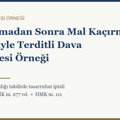 Boşanmadan sonra mal kaçırma sebebiyle açılan terditli dava dilekçesi örneğini tanıtan kapak görseli